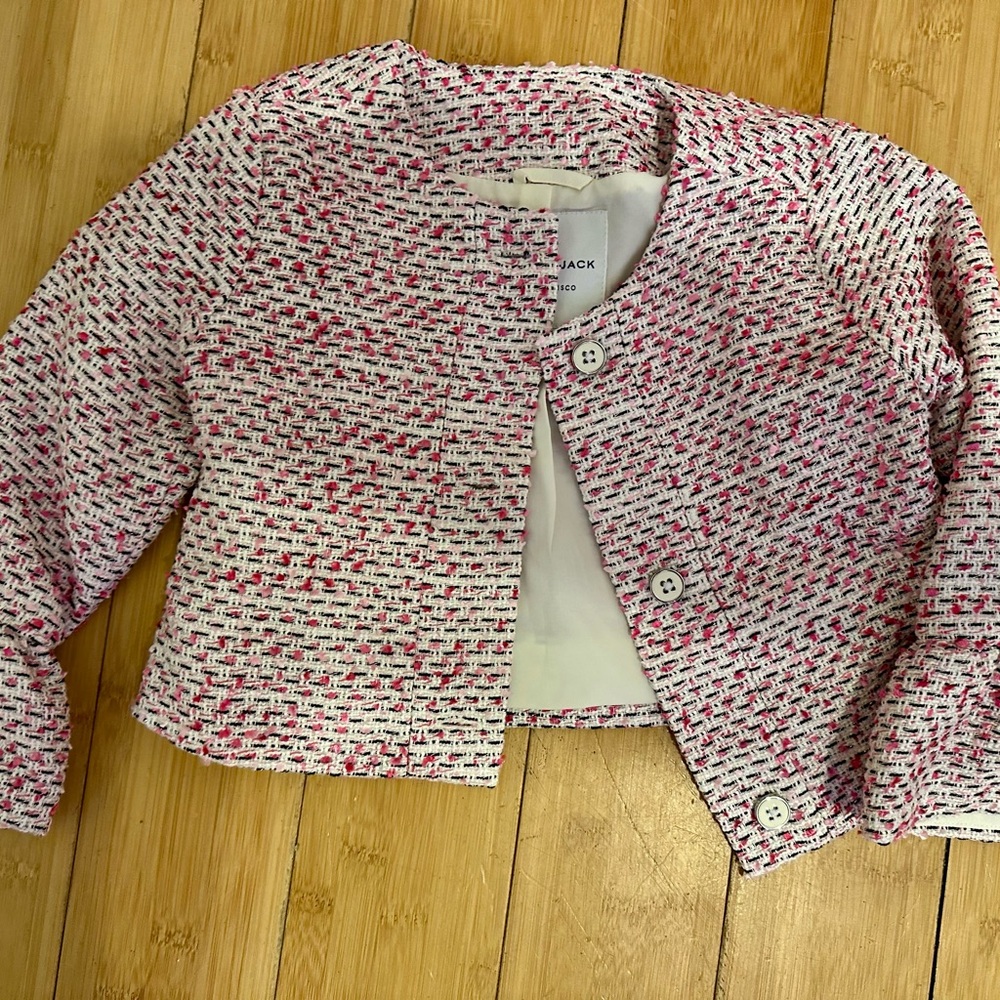 Janie and Jack Chic Pink and White Tweed Jacket